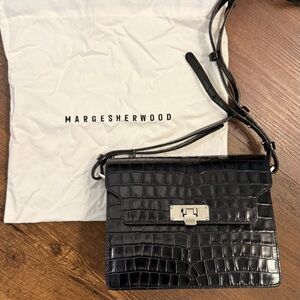 Margesherwood Leather Croc-Embossed Bag in Black